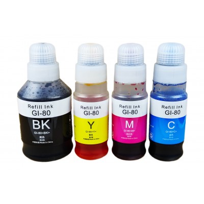 Комплект чернил Refill Ink для Canon PIXMA G5040 / G6040 / G7040 / GM2040 Водорастворимые BK/C/M/Y 170 мл 3x70 мл / GI-80 Комплект чернил Refill Ink для Canon PIXMA G5040 / G6040 / G7040 / GM2040 Водорастворимые BK/C/M/Y 170 мл 3x70 мл / GI-80