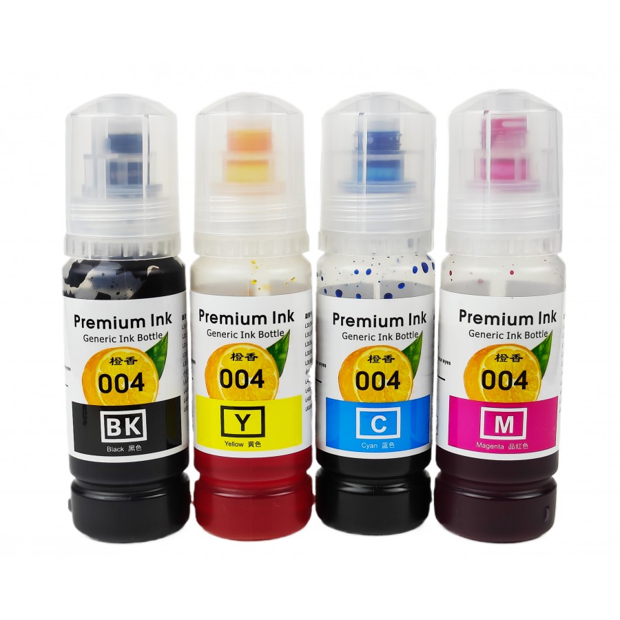 Набор из четырех контейнеров с чернилами Premium Ink  Epson L1110 / L1118 / L1119 / L3100 / C,M,Y,Bk / 004-K с быстрой доставкой
