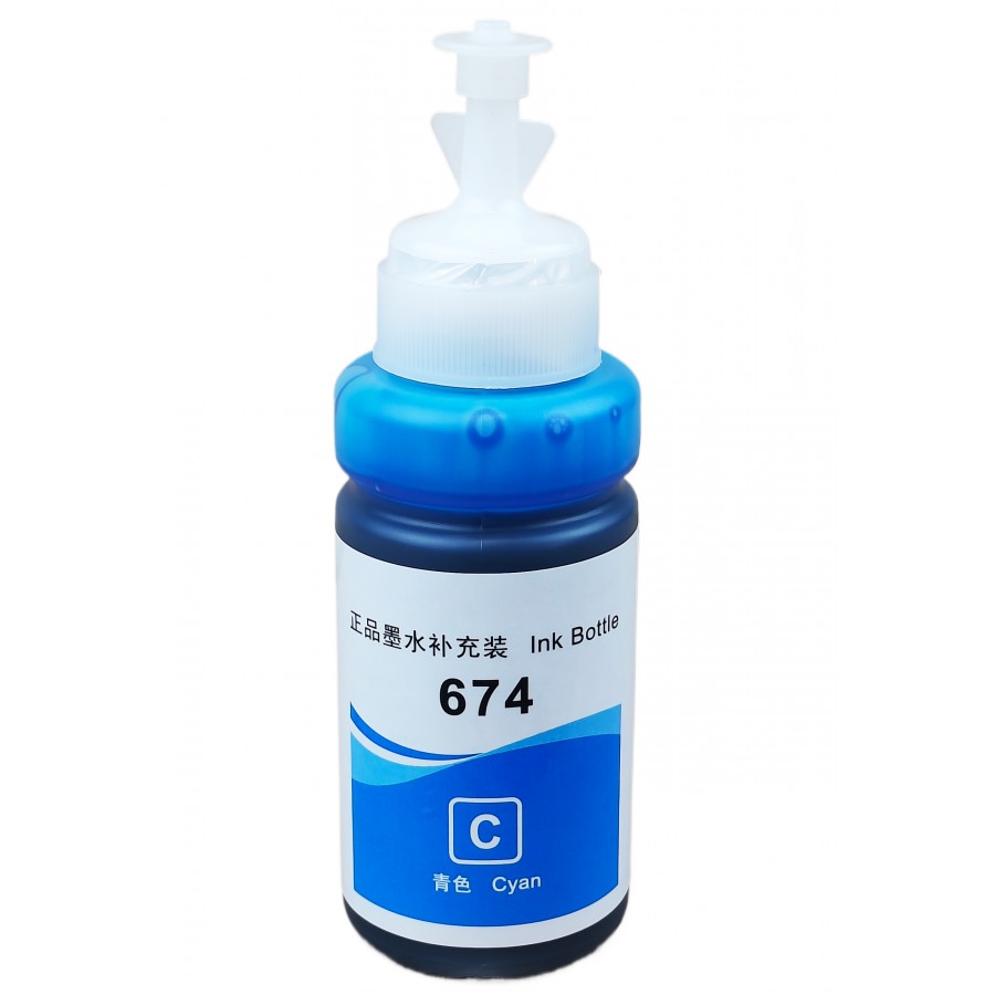 Чернила, краска Ink Bottle для Epson L B XP S SX C CX BX T TX PX RX WF Cyan Водорастворимые 70 мл / E674ELC с быстрой доставкой