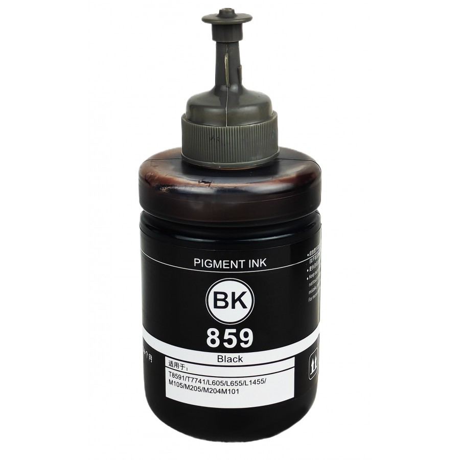 Чорнило, фарба Ink Bottle Pigment Ink для Epson L605 / L655 / L1455 / M100 / M105 / M200 / M205 Black Пігментні 140 мл / E859-BK з швидкою доставкою