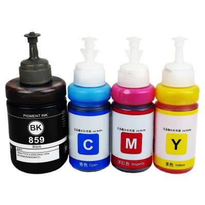 Комплект чернил, красок Ink Bottle для Epson L605 / L655 / L1455 / T7741 / T8591 Водорастворимые 140 мл 3х70 мл B/C/M/Y / E859-K Комплект чернил, красок Ink Bottle для Epson L605 / L655 / L1455 / T7741 / T8591 Водорастворимые 140 мл 3х70 мл B/C/M/Y / E859-K