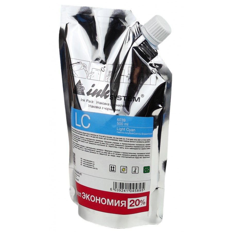 Светостойкие чернила InkSystem для Epson Light Cyan Водорастворимые 500 мл / I6039ELLCS с быстрой доставкой