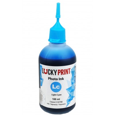 Фоточернила, краска Lucky Print Photo Ink Epson Light Cyan Водорастворимые 100 мл LP62766ELLC Фоточернила, краска Lucky Print Photo Ink Epson Light Cyan Водорастворимые 100 мл LP62766ELLC