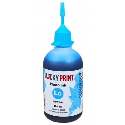 Фоточернила, краска Lucky Print Photo Ink Epson Light Cyan Водорастворимые 100 мл / LP62808ELLC Фоточернила, краска Lucky Print Photo Ink Epson Light Cyan Водорастворимые 100 мл / LP62808ELLC