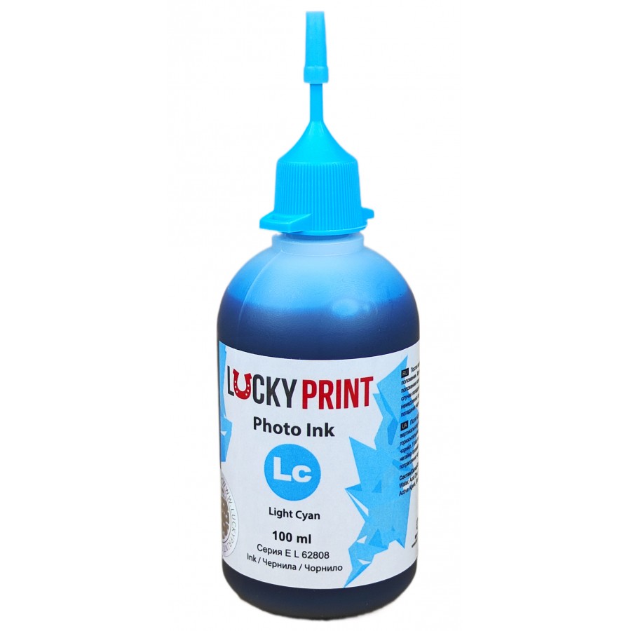 Фоточернила, краска Lucky Print Photo Ink Epson Light Cyan Водорастворимые 100 мл / LP62808ELLC с быстрой доставкой