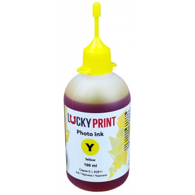 Фоточернила, краска Lucky Print Photo Ink Epson Yellow Водорастворимые 100 мл / LP62811ELY Фоточернила, краска Lucky Print Photo Ink Epson Yellow Водорастворимые 100 мл / LP62811ELY
