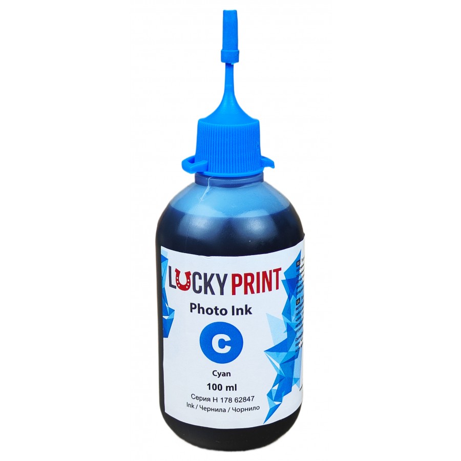 Фоточернила, краска Lucky Print Photo Ink Hewlett-Packard Cyan Водорастворимые 100 мл LP62847HC с быстрой доставкой