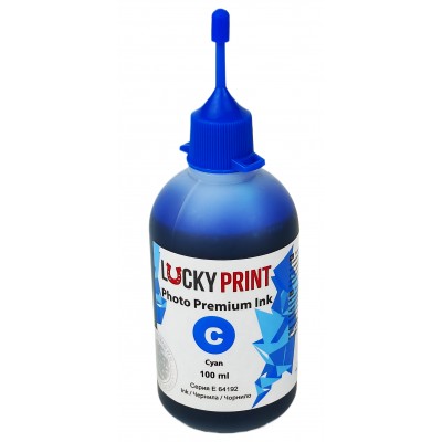 Фоточернила, краска Lucky Print Photo Premium Ink Epson Cyan Водорастворимые 100 мл / LP64192ELC Фоточернила, краска Lucky Print Photo Premium Ink Epson Cyan Водорастворимые 100 мл / LP64192ELC