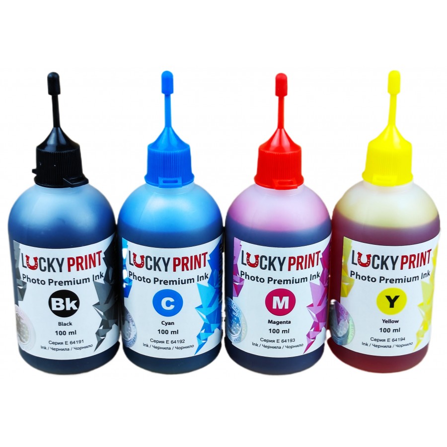 Комплект фоточернил Lucky Print Photo Premium Ink Epson Водорастворимые 4х100 г B/C/M/Y / LP64194EL с быстрой доставкой