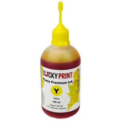 Фоточернила, краска Lucky Print Photo Premium Ink Epson Yellow Водорастворимые 100 мл / LP64194ELY Фоточернила, краска Lucky Print Photo Premium Ink Epson Yellow Водорастворимые 100 мл / LP64194ELY