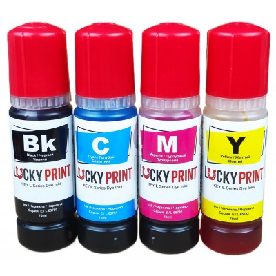 Комплект бесконтактных чернил Lucky Print Epson L ET Водорастворимые 4х70 г B/C/M/Y LP6578E103K Комплект бесконтактных чернил Lucky Print Epson L ET Водорастворимые 4х70 г B/C/M/Y LP6578E103K