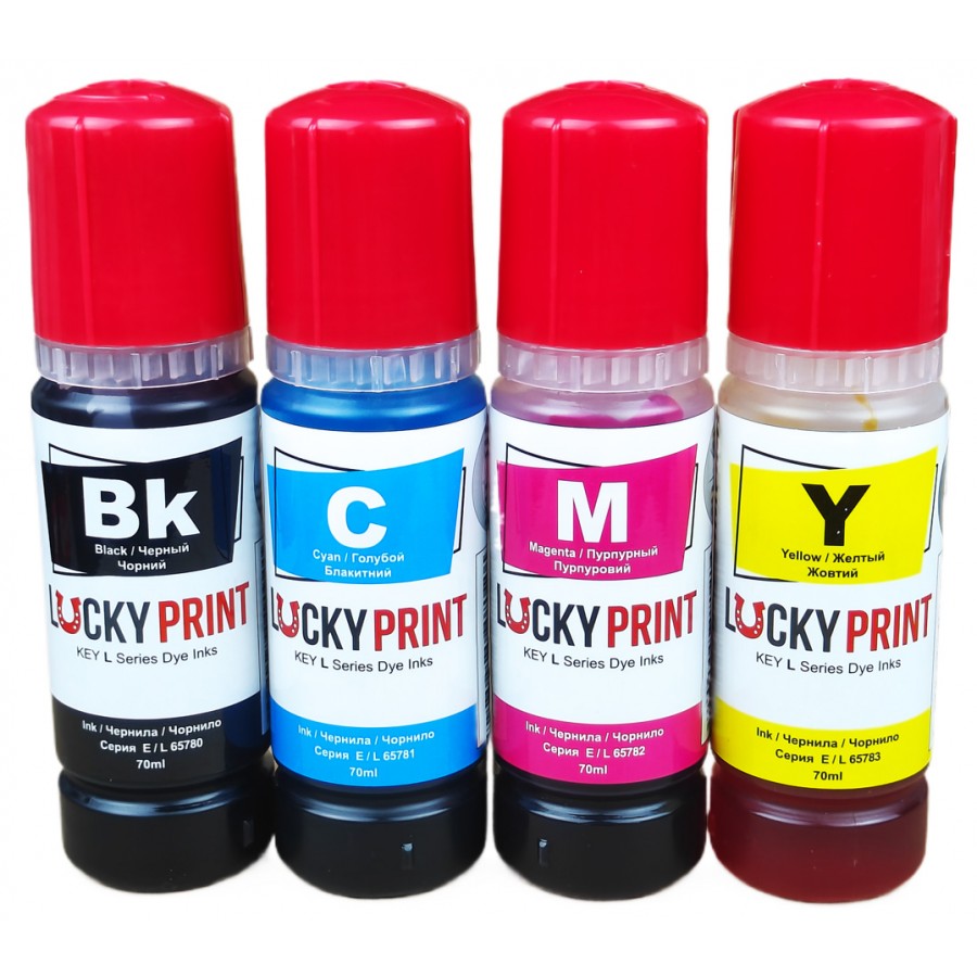 Комплект бесконтактных чернил Lucky Print Epson L ET Водорастворимые 4х70 г B/C/M/Y LP6578E103K с быстрой доставкой