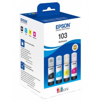 Набор из четырех контейнеров с чернилами Epson 103 L1110 / L1210 / Multipack Bk,C,Y,M, Оригинал C13T00S64A Набор из четырех контейнеров с чернилами Epson 103 L1110 / L1210 / Multipack Bk,C,Y,M, Оригинал C13T00S64A