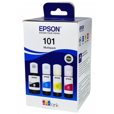 Набор из четырех контейнеров с чернилами Epson 101 L4150 / L4160 Multipack C,M,Y,Bk, Оригинал C13T03V64A Набор из четырех контейнеров с чернилами Epson 101 L4150 / L4160 Multipack C,M,Y,Bk, Оригинал C13T03V64A