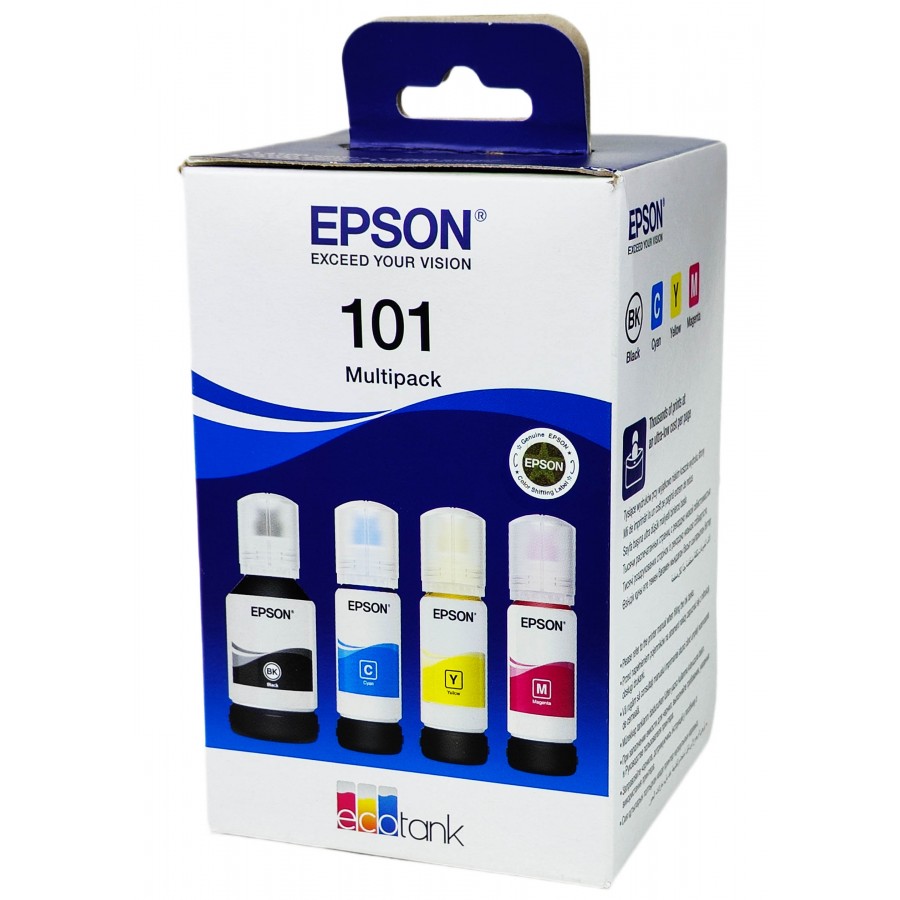 Набор из четырех контейнеров с чернилами Epson 101 L4150 / L4160 Multipack C,M,Y,Bk, Оригинал C13T03V64A с быстрой доставкой