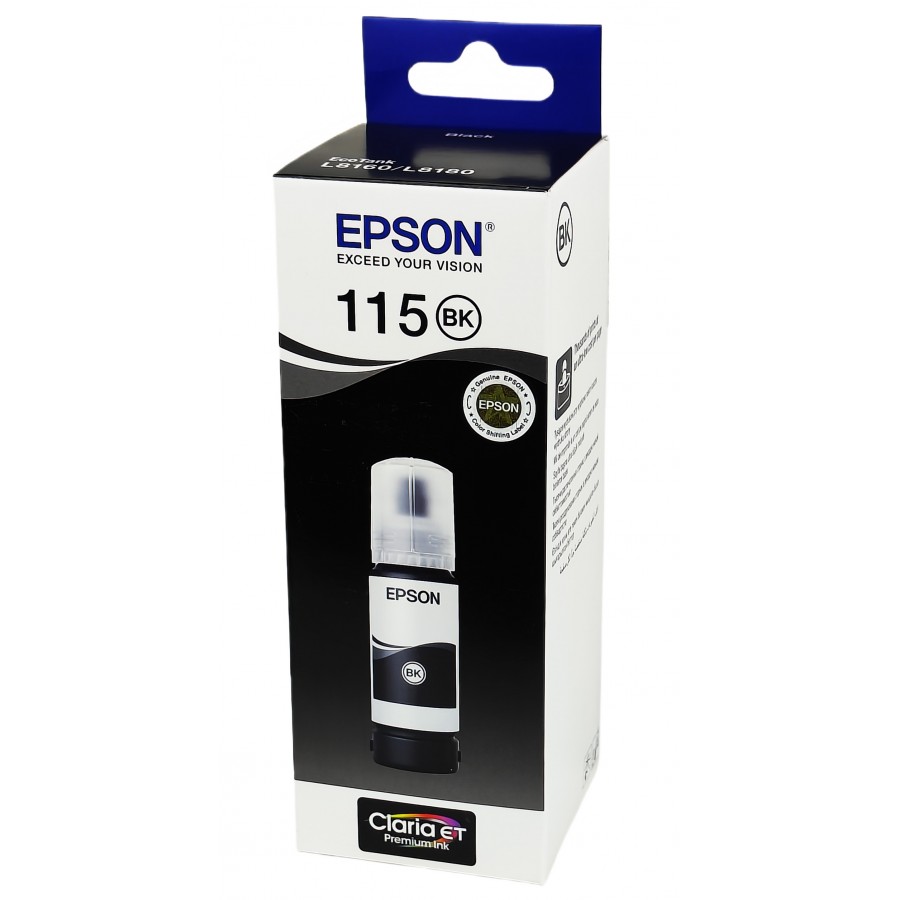 Оригінальне чорнило Epson EcoTank L8160 / L8180 / 115 Black,70 ml C13T07C14A з швидкою доставкою