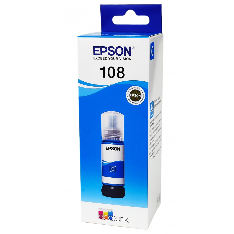 Оригінальне чорнило Epson EcoTank L8050 / L18050 / 108 Cyan, 70 ml C13T09C24A з швидкою доставкою