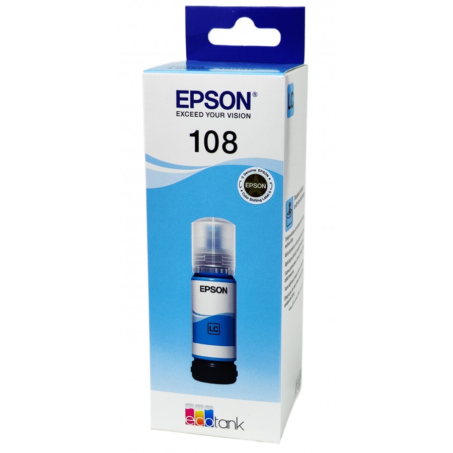 Оригінальне чорнило Epson EcoTank L8050 / L18050 / 108 Light Cyan, 70 ml C13T09C54A з швидкою доставкою