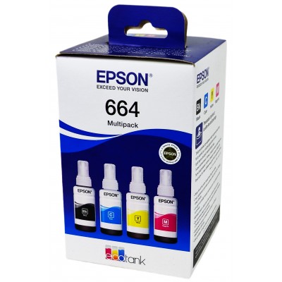 Набір з чотирьох контейнерів з чорнилом Epson 664 L100 / L300 / Multipack Bk,C,Y,M, Оригинал C13T66464A Набір з чотирьох контейнерів з чорнилом Epson 664 L100 / L300 / Multipack Bk,C,Y,M, Оригинал C13T66464A