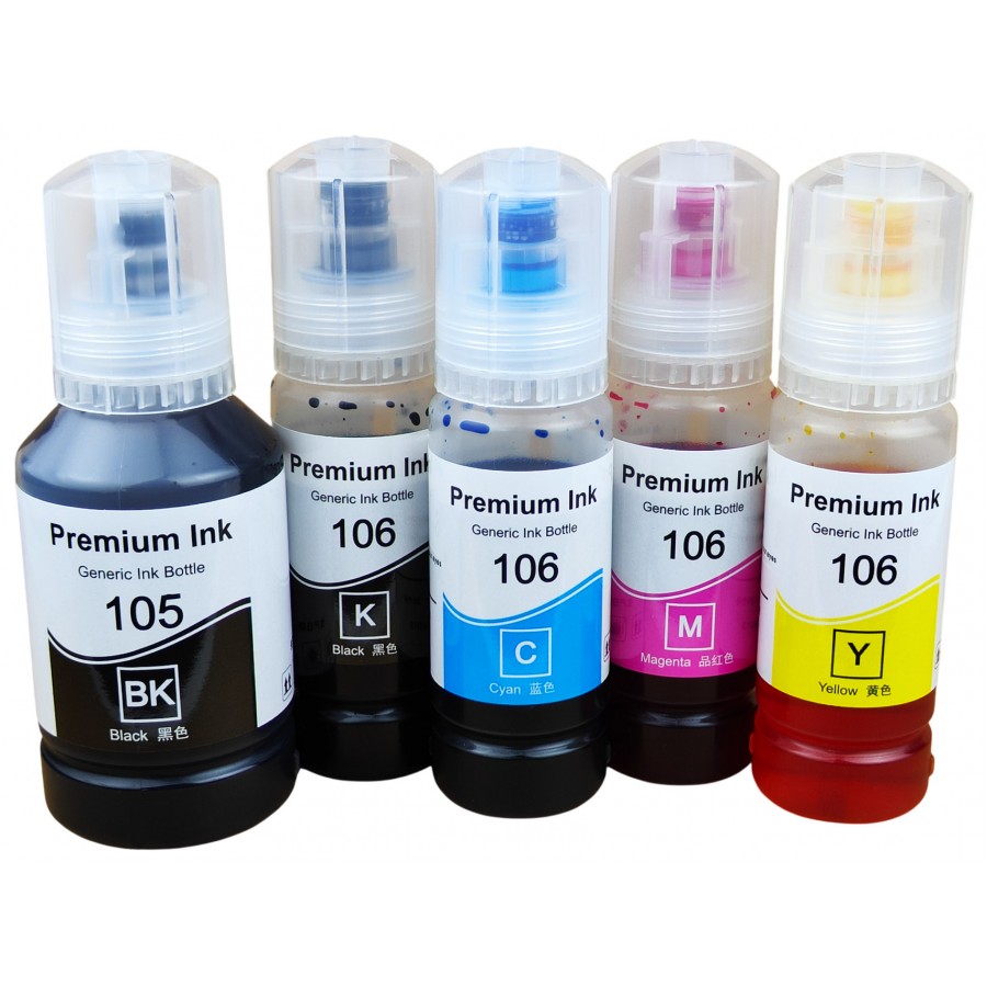 Комплект чорнила Premium Ink 105/106 для Epson EcoTank L7160 / L7180 / L7188 Водорозчинні BK/PB/C/M/Y 140мл+4x70мл / 105/106-K з швидкою доставкою