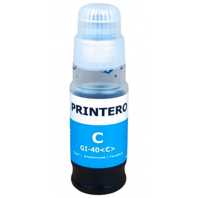 Чернила, краска Printero для Canon PIXMA G5040 / G6040 / G7040 / GM2040 Cyan Водорастворимые 70 мл / PC-GI-40-C Чернила, краска Printero для Canon PIXMA G5040 / G6040 / G7040 / GM2040 Cyan Водорастворимые 70 мл / PC-GI-40-C