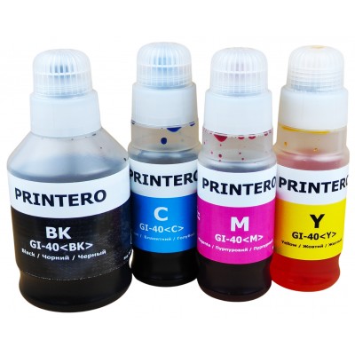 Комплект чернил Printero для Canon PIXMA G5040 / G6040 / G7040 / GM2040 Водорастворимые BK/C/M/Y 170 мл 3x70 мл / PC-GI-40-K Комплект чернил Printero для Canon PIXMA G5040 / G6040 / G7040 / GM2040 Водорастворимые BK/C/M/Y 170 мл 3x70 мл / PC-GI-40-K