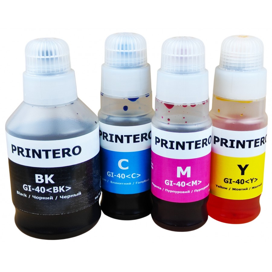 Комплект чернил Printero для Canon PIXMA G5040 / G6040 / G7040 / GM2040 Водорастворимые BK/C/M/Y 170 мл 3x70 мл / PC-GI-40-K с быстрой доставкой