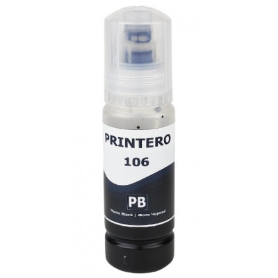 Чернила, краска PRINTERO 106 для Epson EcoTank L7160 / L7180 / L7188 Водорастворимые Photo Black Фото Чёрный 70 мл / PE-106PB Чернила, краска PRINTERO 106 для Epson EcoTank L7160 / L7180 / L7188 Водорастворимые Photo Black Фото Чёрный 70 мл / PE-106PB