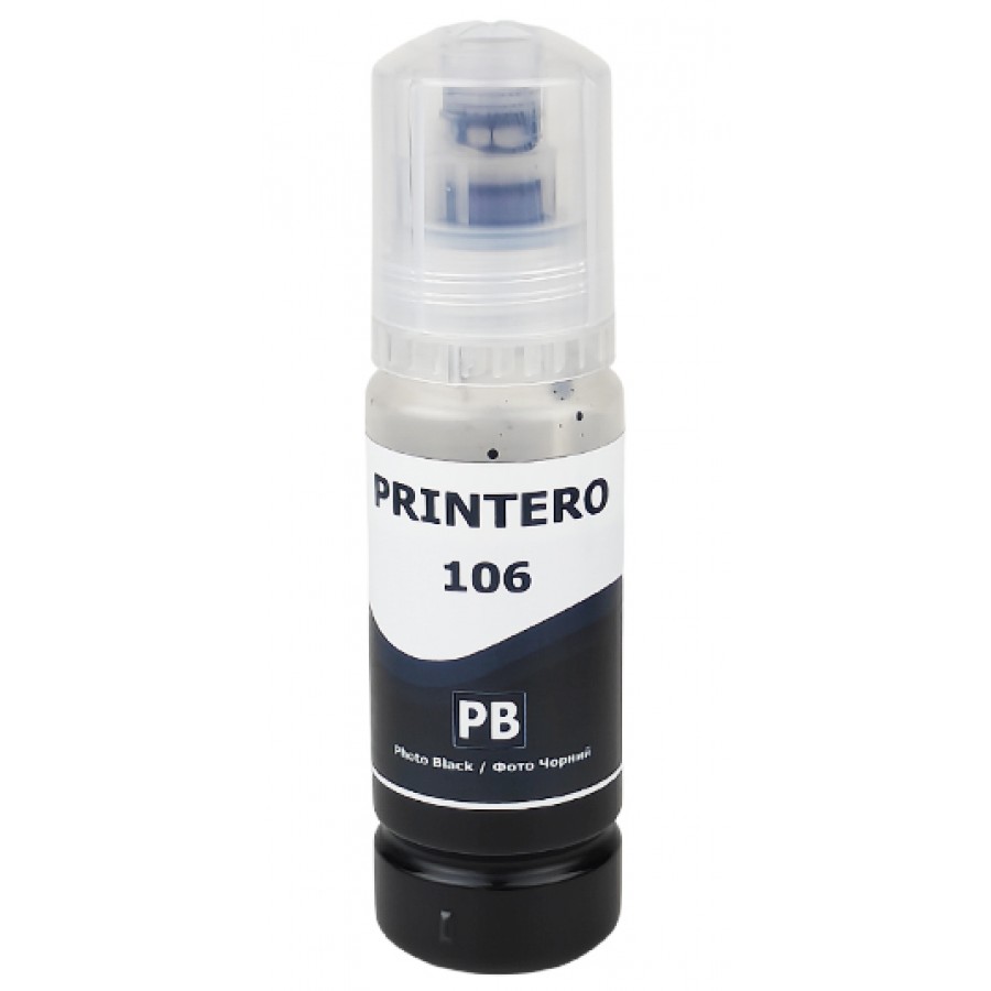 Чорнило, фарба PRINTERO 106 для Epson EcoTank L7160 / L7180 / L7188 Водорозчинні Photo Black Фото Чорний 70 мл / PE-106PB з швидкою доставкою