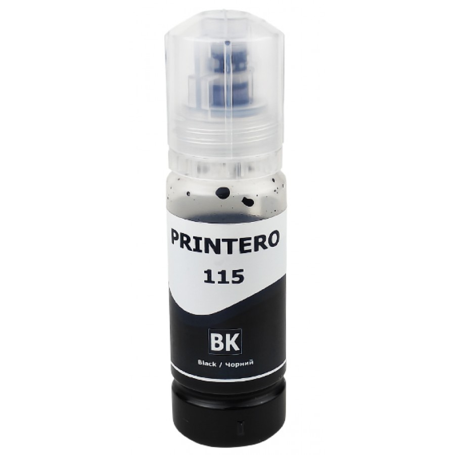 Чорнило, фарба PRINTERO 115 для Epson EcoTank L8160 / L8180 Водорозчинні Black Чорний 70мл / PE-115BK з швидкою доставкою