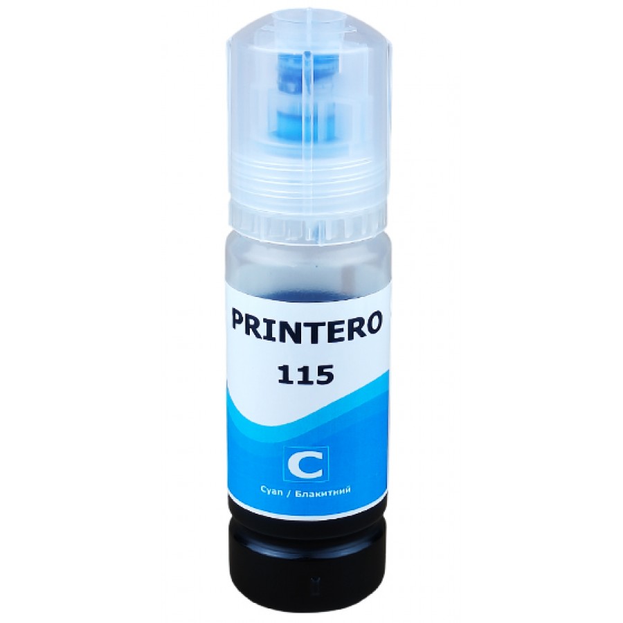 Чорнило, фарба PRINTERO 115 для Epson EcoTank L8160 / L8180 Водорозчинні Cyan Блакитний 70мл / PE-115C з швидкою доставкою