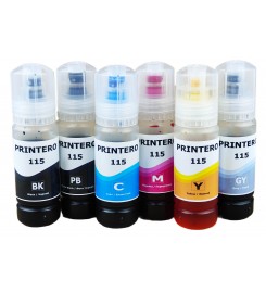 Комплект чернил PRINTERO 115 для Epson EcoTank L8160 / L8180 Водорастворимые BK/PB/C/M/Y/GY 6x70мл / PE-115K