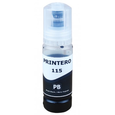 Чернило, краска PRINTERO 115 для Epson EcoTank L8160 / L8180 Водорастворимые Photo Black Фото чёрный 70мл / PE-115PB Чернило, краска PRINTERO 115 для Epson EcoTank L8160 / L8180 Водорастворимые Photo Black Фото чёрный 70мл / PE-115PB