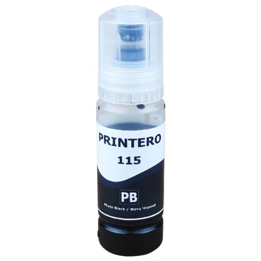 Чорнило, фарба PRINTERO 115 для Epson EcoTank L8160 / L8180 Водорозчинні Photo Black Фото чорний 70мл / PE-115PB з швидкою доставкою