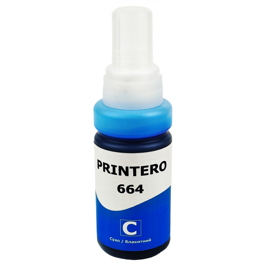 Чорнило, фарба Printero 664 для Epson L B XP S SX C CX BX T TX P PX RX WF Cyan Водорозчинні 70 мл PE664-C з швидкою доставкою