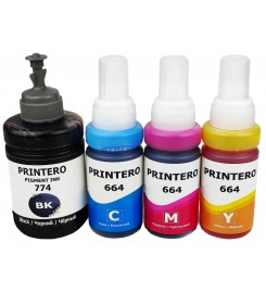 Комплект чернил, красок Printero для Epson L605 / L655 / L1455 / T7741 / T8591 Водорастворимые 140 мл 3х70 мл B/C/M/Y / PE774-K
