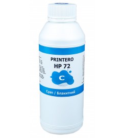 Чорнило, фарба Printero HP 72 для HP DesignJet T610 / T620 / T770 / T1100 / T1120 / T120 Cyan Водорозчинні 500 мл PEHP72-C
