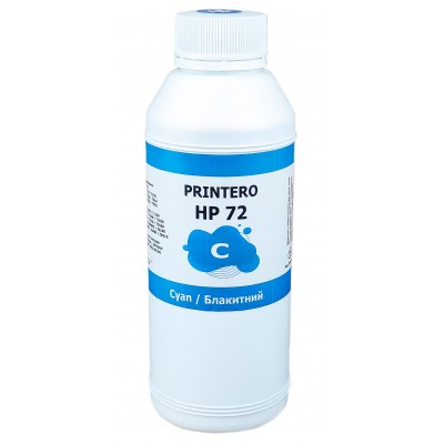 Чернила, краска Printero HP 72 для HP DesignJet T610 / T620 / T770 / T1100 / T1120 Cyan Водорастворимые 500 мл PEHP72-C