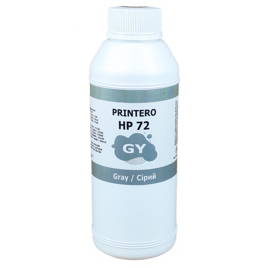 Чорнило, фарба Printero HP 72 для HP DesignJet T610 / T620 / T770 / T1100 / T1120 / T120 Gray Водорозчинні 500 мл PEHP72-GY з швидкою доставкою