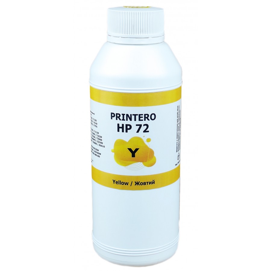 Чернила, краска Printero HP 72 для HP DesignJet T610 / T620 / T770 / T1100 / T1120 Yellow Водорастворимые 500 мл PEHP72-Y с быстрой доставкой