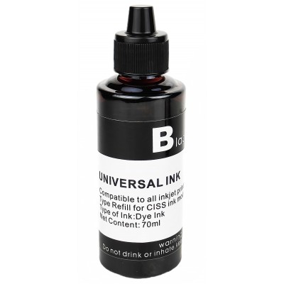 Чернила, краска Universal Ink HP Canon Black Водорастворимые 70 мл / UI70BK Чернила, краска Universal Ink HP Canon Black Водорастворимые 70 мл / UI70BK