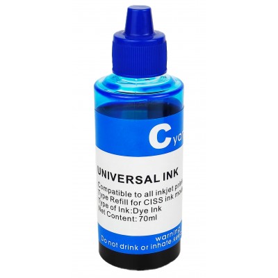 Чернила, краска Universal Ink HP Canon Cyan Водорастворимые 70 мл / UI70C Чернила, краска Universal Ink HP Canon Cyan Водорастворимые 70 мл / UI70C
