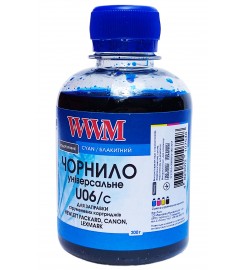 Чорнило,фарба WWM для Canon / HP / Lexmark 200г, Cyan, Водорозчинні / U06/C