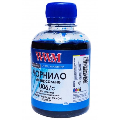 Чернила, краска WWM для Canon / HP / Lexmark 200г, Cyan, Водорастворимые / U06/C Чернила, краска WWM для Canon / HP / Lexmark 200г, Cyan, Водорастворимые / U06/C