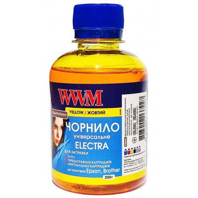 Чернила, краска WWM ELECTRA Yellow для Epson L B XP S SX C CX BX T TX P PX R RX WF Brother 200г / EU/Y Чернила, краска WWM ELECTRA Yellow для Epson L B XP S SX C CX BX T TX P PX R RX WF Brother 200г / EU/Y