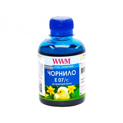 Чернила, краска WWM для Epson Stylus C42 / C48 / C62 Cyan Водорастворимые 200г / E07/C Чернила, краска WWM для Epson Stylus C42 / C48 / C62 Cyan Водорастворимые 200г / E07/C