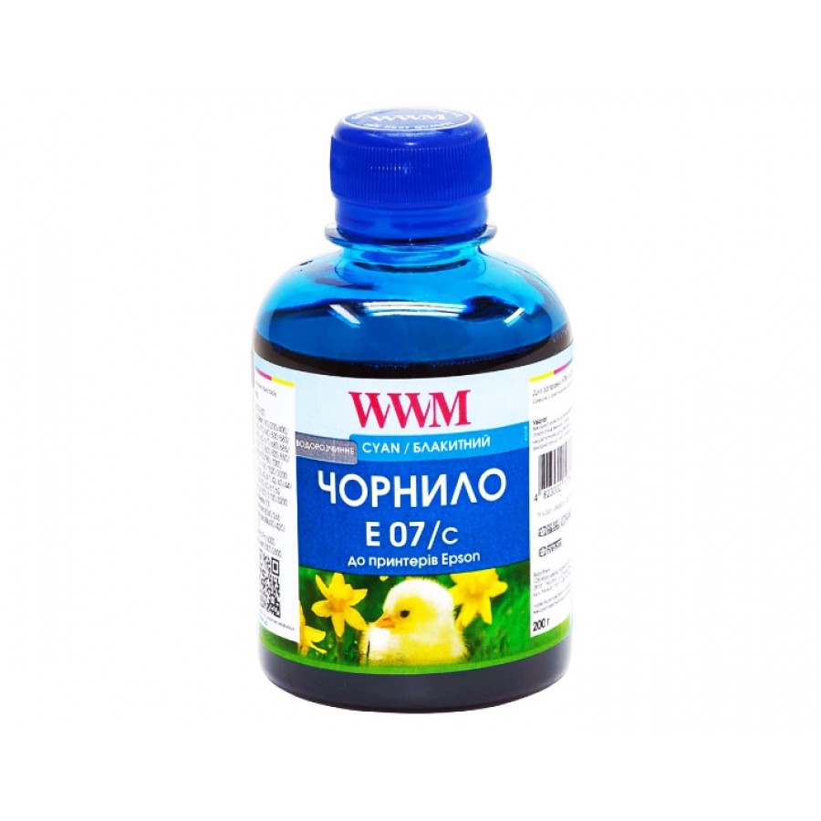 Чернила, краска WWM для Epson Stylus C42 / C48 / C62 Cyan Водорастворимые 200г / E07/C с быстрой доставкой