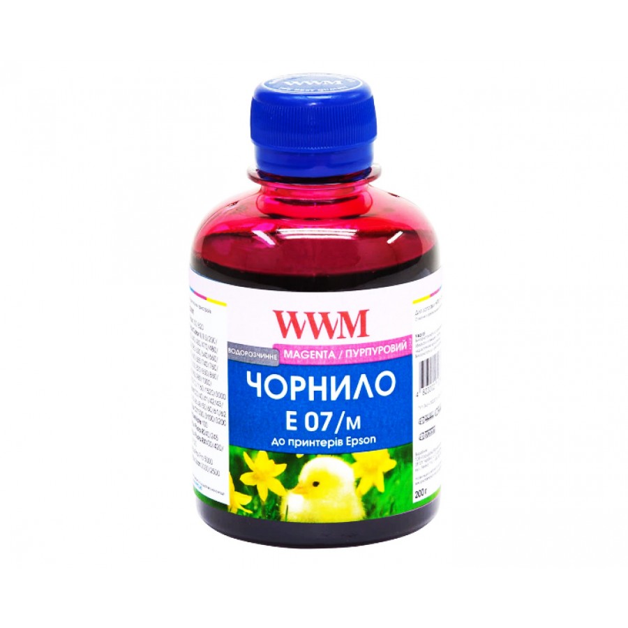 Чернила, краска WWM для Epson Stylus C42 / C48 / C62 Magenta Водорастворимые 200г / E07/M с быстрой доставкой