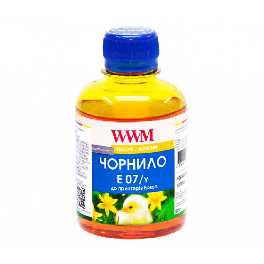 Чернила, краска WWM для Epson Stylus C42 / C48 / C62 Yellow Водорастворимые 200г / E07/Y с быстрой доставкой