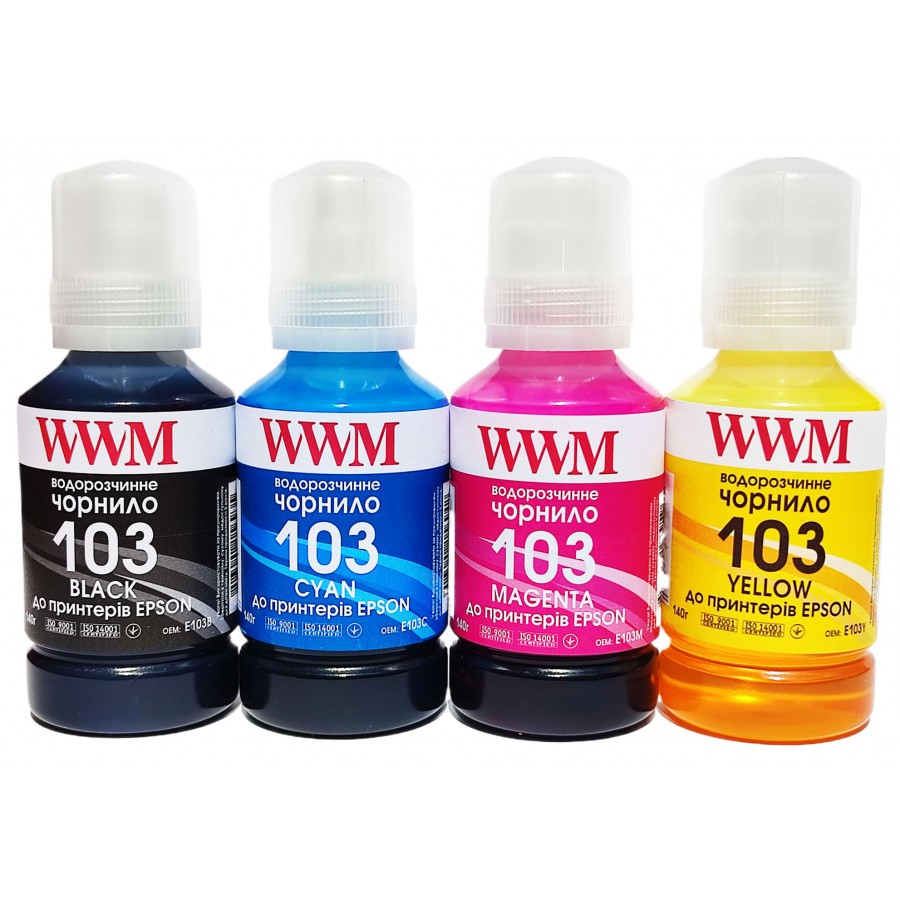 Комплект чернил WWM 103 для Epson L 4х140грамм B/C/M/Y / E103SET4 с быстрой доставкой